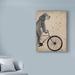Winston Porter 'Schnauzer on Bicycle, Grey' Graphic Art Print on Wrapped Canvas in White/Black | 47 H x 35 W x 2 D in | Wayfair