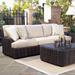 Woodard Aruba Patio Sofa w/ Sunbrella Cushions All - Weather Wicker/Wicker/Rattan in Brown | 32 H x 88 W x 37 D in | Wayfair S530031-27Y