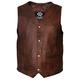 Vintage Brown Classic Mens Motorcycle Leather Waistcoat Vest Biker Leather Waistcoat - Leather Vest Men (S)