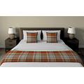 McAlister Textiles Heritage Tartan Bedding Set | Plaid Check Wool Texture Bed Runner + Cushion Cover Pair in Burnt Orange | 2 Cushion Covers & Bed Runner 240x50cm