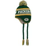 Youth Green/Gold Green Bay Packers Jacquard Tassel Knit Hat with Pom
