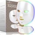 Project E Beauty Photon Skin Rejuvenation Face & Neck Mask | Wireless LED Photon Therapy 7 Color Light Treatment Anti Aging Wrinkles Facial Beauty Skin Care Mask