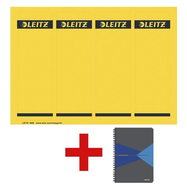 Leitz Selbstklebende Ordnerrücken-Etiketten »1685« inkl. Collegeblock »Office 4498« gelb, 8 cm Image