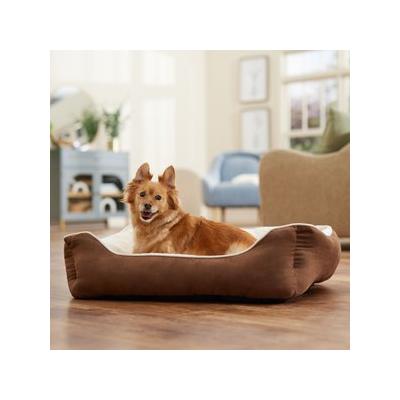 Frisco Rectangular Bolster Cat & Dog Bed, Brown, Large