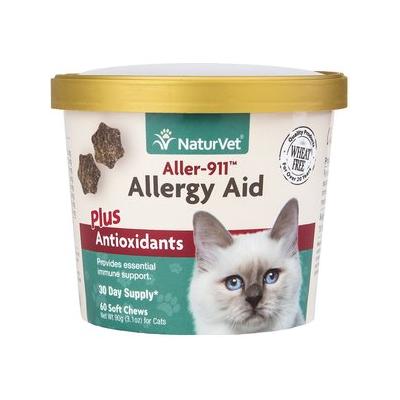 NaturVet Aller-911 Plus Antioxidants Soft Chews Allergy Supplement for Cats, 60 count
