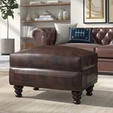 Charlton Home® Oxford Leather Upholstered Ottoman Scratch/Tear Resistant/Genuine Leather in Brown | 19 H x 30 W x 22 D in | Wayfair