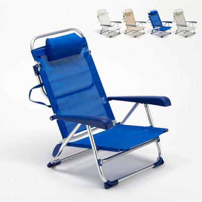 Liegestuhl Strandstuhl Klappbar mit Armlehne aus Aluminium für Strand Gargano Farbe: Blau