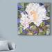 Charlton Home® 'White Peony Dark Blue' Acrylic Painting Print on Wrapped Canvas in Green/Indigo | 24 H x 24 W x 2 D in | Wayfair