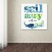 East Urban Home 'Sail Away w/ Me' Textual Art Print on Wrapped Canvas in Blue/Green | 24 H x 24 W x 2 D in | Wayfair