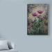 World Menagerie 'Three Pink Flowers' Acrylic Painting Print on Wrapped Canvas Metal in Gray/Orange/Pink | 32 H x 22 W x 2 D in | Wayfair