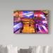 Ebern Designs 'Color Peel' Photographic Print on Wrapped Canvas Metal in Indigo/Pink/Yellow | 22 H x 32 W x 2 D in | Wayfair