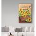 Winston Porter 'Sunflower Basket Welcome Flag' Acrylic Painting Print on Wrapped Canvas in White | 47 H x 30 W x 2 D in | Wayfair