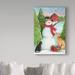 Winston Porter 'Snowman Farm w/ Dog & Cat' Acrylic Painting Print on Wrapped Canvas in Blue/Green/Red | 19 H x 12 W x 2 D in | Wayfair