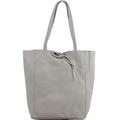 ER Traders Ltd Ladies Soft Italian Real Leather Shopper Tote Bag Women Girls Shoulder Bag (Light Grey)