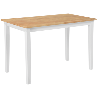 Esstisch Weiß mit Braun 68 x 114 cm Gummibaumholz Tischplatte Lackiert Beinen Rechteckig Ländlichen Stil