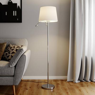 Stehlampe Benjiro Lindby, weiß / opal, für Wohn- / Esszimmer, Textil / Stoff / Seide, Modern, Stehlampe Image