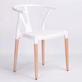 White Wishbone Scandinavian Lounge Modern Plastic Dining Chair with Wooden Legs