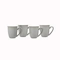 Denby - Elements Light Grey Coffee Mug Set of 4 - 330ml Stoneware Ceramic Tea Mug Set For Home & Office - Dishwasher Safe, Microwave Safe - Pale Grey, White - Chip Resistant