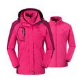 donhobo Womens 3 In 1 Jackets Fleece Ski Jacket Softshell Winter Waterproof Full Zip Windproof Coat Zip Pockets(Pink,XS)