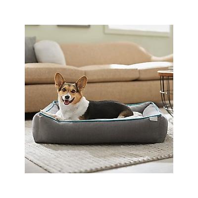 Frisco Sherpa Orthopedic Bolster Cat & Dog Bed, Gray Basket Weave Print, Large