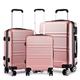 Kono Fashion Luggage Set of 3 PCS Lightweight ABS Hard Shell Trolley Travel Case with TSA Lock and 4 Spinner Wheels 20" 24" 28" Suitcase 2 Year Warranty Durable (3 Pcs Set, Nude)