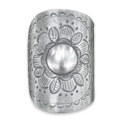 'Majestic Sunflower' - Floral Sterling Silver Wrap Ring