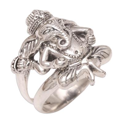 'Lord Ganesha' - Men's Sterling Silver Hindu Ring