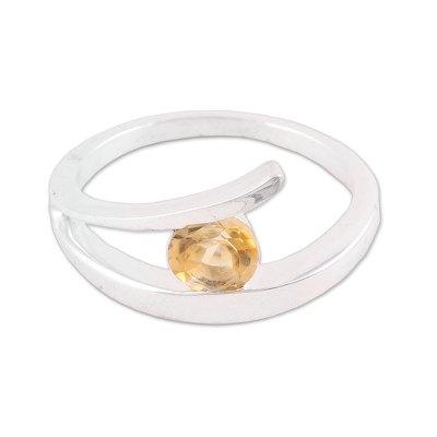 'Circle of Love' - Handcrafted Sterling Silver Solitaire Citrine Ring