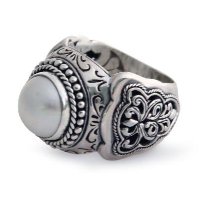 'Princess Fantasy' - Hand Crafted Pearl and Sterling Silver Dome Ring