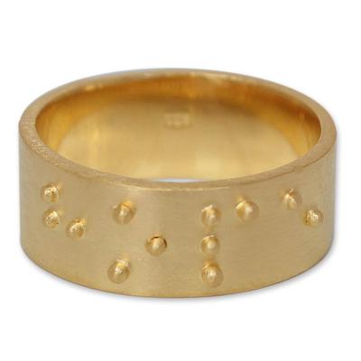 Gold plated band ring, 'Braille Hope'