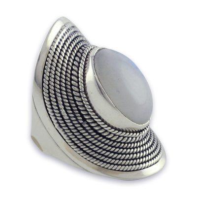 Rainbow moonstone cocktail ring, 'Jaipur Mist'