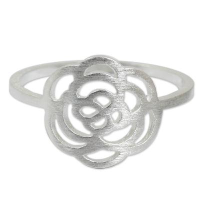 Sterling silver flower ring, 'Fantastic Rose'