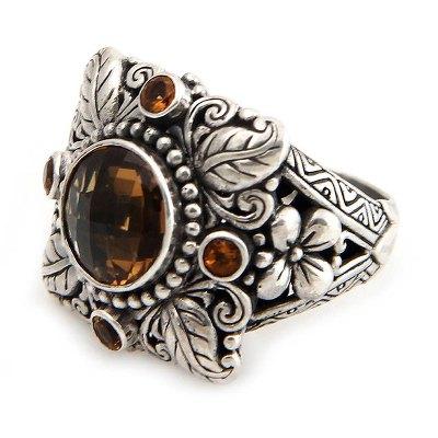 'Sun Splendor' - Sterling Silver and Smoky Quartz Cocktail Ring