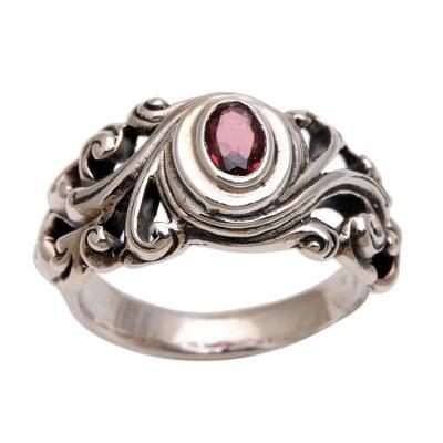 Garnet solitaire ring, 'Good Morning'