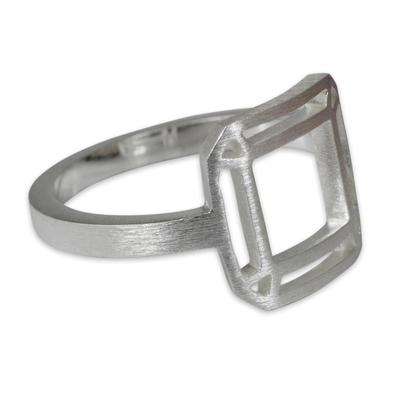 Sterling silver cocktail ring, 'Satin Window'