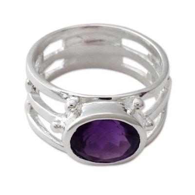 Amethyst single stone ring, 'Twilight Mood'