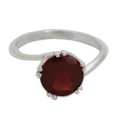 'Delhi Crown' - Sterling Silver and Garnet Solitaire Ring