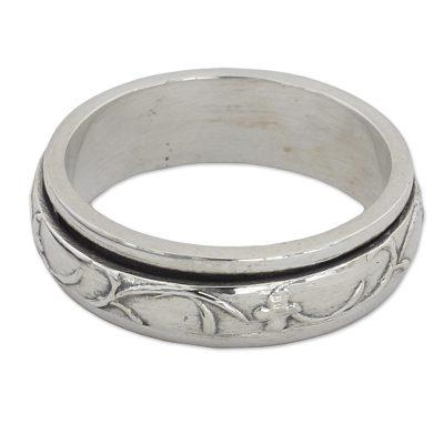 Spinning Vines,'Artisan Crafted Sterling Silver Spinner Ring from India'