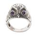 Night Watcher in Purple,'Sterling Silver Amethyst Owl Domed Ring from Indonesia'