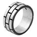 Fortress Wall,'Sterling Silver Band Ring with Rectangle Motifs Mexico'