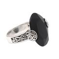 Mysterious Oval,'Oval Onyx and Sterling Silver Cocktail Ring from Bali'