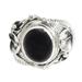 'Nest of Lilies' - Women's Floral Sterling Silver and Onyx Cocktail Ring