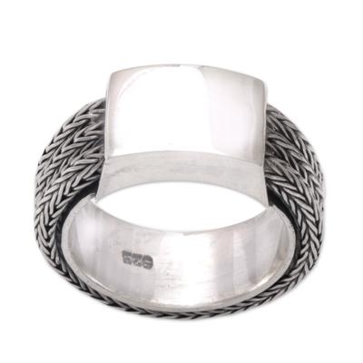 'Gallant Dragon' - Men's Sterling Silver Band Ring