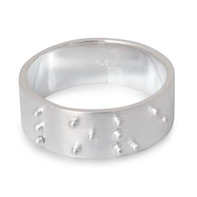 'Braille Love' - Hand Crafted Sterling Silver Band Ring