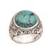 'Taru Tree' - Men's Reconstituted Turquoise and Silver Ring