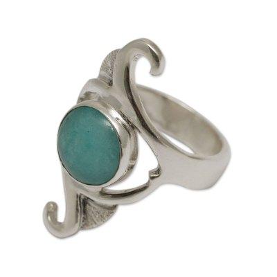 Amazonite cocktail ring, 'Classic Curves'