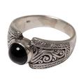 Amnesty in Black,'Sterling Silver and Black Onyx Single Stone Ring from Bali'