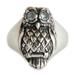 'Java Owl' - Artisan Crafted Sterling Silver and Blue Topaz Ring