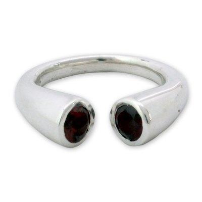 Garnet wrap ring, 'Face to Face'