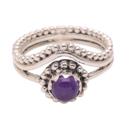 Enshrined,'Dot Motif Amethyst Cocktail Ring from Bali'